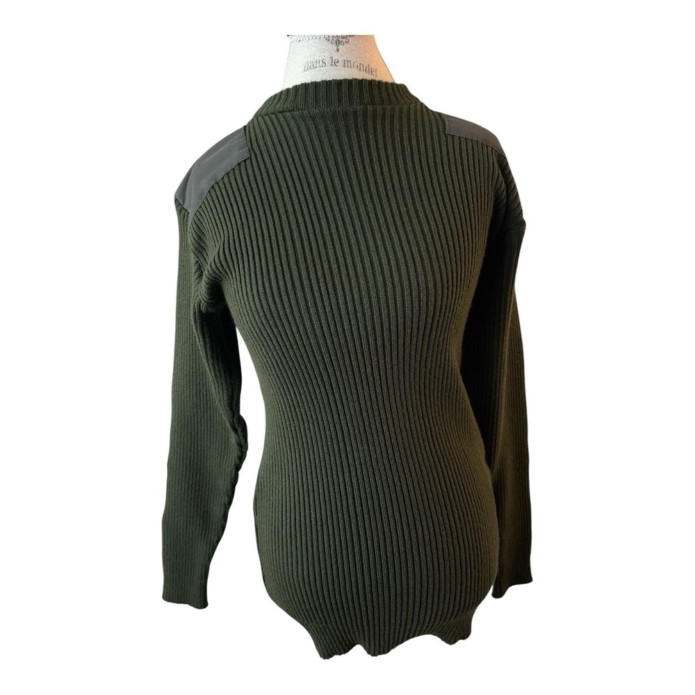 Vintage 80s USMC Military Commando Sweater Mens Large‎ Green Wool Ribbed Patch